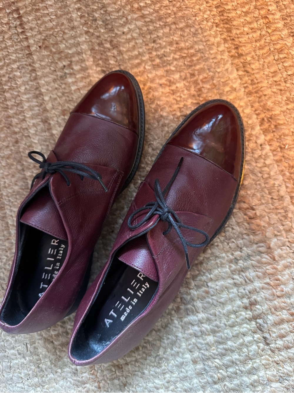 Italian Burgundy Leather Derby Shoes
